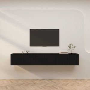 vidaXL Dulapuri TV montate pe perete, 3 buc., negru, 80x34, 5x40 cm imagine