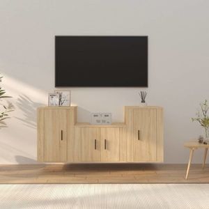 vidaXL Set dulap TV, 3 piese, stejar sonoma, lemn prelucrat imagine