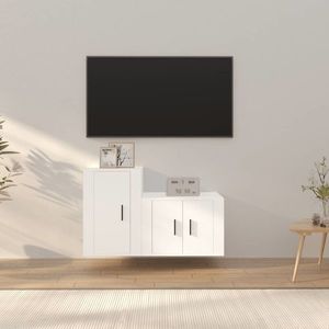 vidaXL Set dulap TV, 2 piese, alb, lemn prelucrat imagine