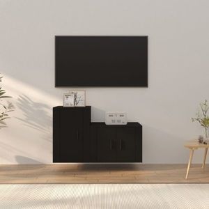 vidaXL Set dulap TV, 2 piese, negru, lemn prelucrat imagine