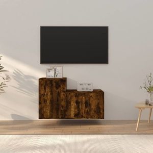 vidaXL Set dulapuri TV, 2 piese, stejar fumuriu, lemn prelucrat imagine