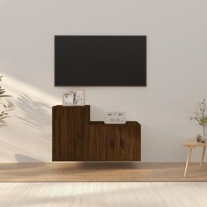 vidaXL Set dulapuri TV, 2 piese, stejar maro, lemn prelucrat imagine