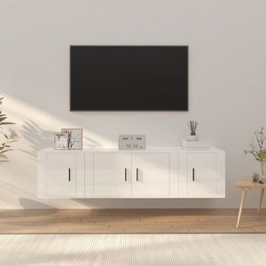 vidaXL Set comodă TV, 3 piese, alb extralucios, lemn prelucrat imagine