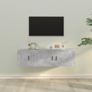 vidaXL Set dulap TV, 2 piese, gri beton, lemn prelucrat imagine