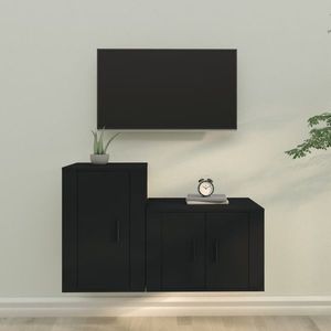 vidaXL Set dulap TV, 2 piese, negru, lemn prelucrat imagine