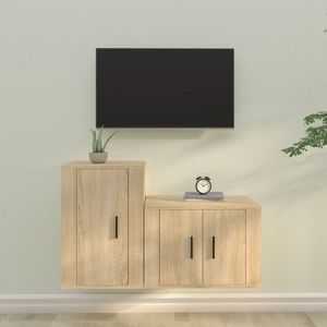 vidaXL Set dulap TV, 2 piese, stejar sonoma, lemn prelucrat imagine