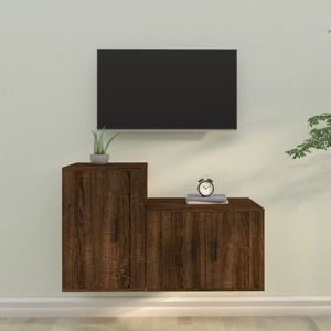 vidaXL Set dulapuri TV, 2 piese, stejar maro, lemn prelucrat imagine