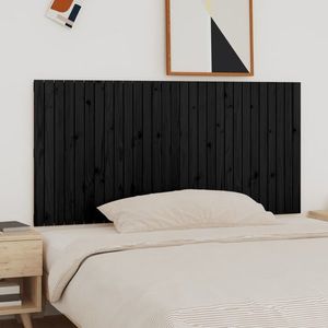 vidaXL Tăblie de pat pentru perete, negru, 185x3x90 cm, lemn masiv pin imagine