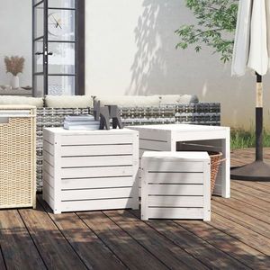 vidaXL Set cutie de grădină, 3 piese, alb, lemn masiv de pin imagine