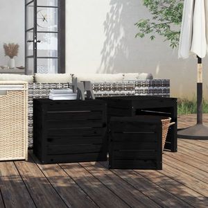 vidaXL Set cutie de grădină, 3 piese, negru, lemn masiv de pin imagine