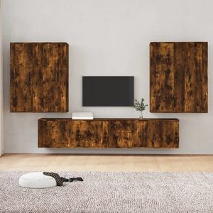vidaXL Set dulapuri TV, 6 piese, stejar fumuriu, lemn prelucrat imagine