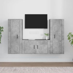 vidaXL Set dulapuri TV, 3 piese, gri beton, lemn prelucrat imagine