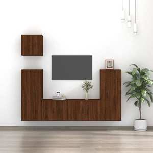 vidaXL Set dulapuri TV, 5 piese, stejar maro, lemn prelucrat imagine