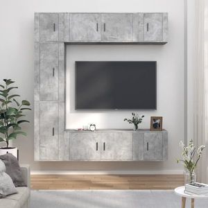 vidaXL Set dulapuri TV, 7 piese, gri beton, lemn prelucrat imagine