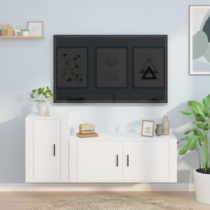 vidaXL Set dulap TV, 2 piese, alb, lemn prelucrat imagine