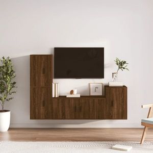 vidaXL Set dulapuri TV, 4 piese, stejar maro, lemn prelucrat imagine