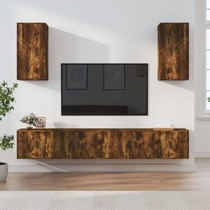 vidaXL Set dulapuri TV, 6 piese, stejar fumuriu, lemn prelucrat imagine