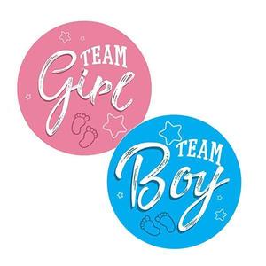 Set 30 buc stickere Team Boy Albastru, Team Girl Roz, Petrecere copii imagine