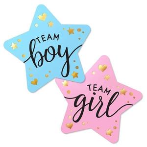Set 30 buc stickere stea Team Boy Albastru, Team Girl Roz, Petrecere copii imagine