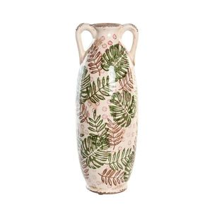 Vaza Decorativa Tropical din ceramica alb 13x35 cm imagine