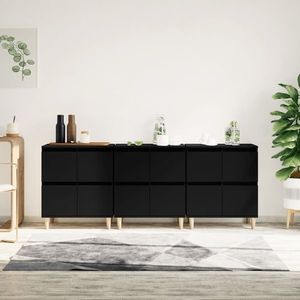 vidaXL Servante, 3 buc, negru, 60x35x70 cm, lemn prelucrat imagine