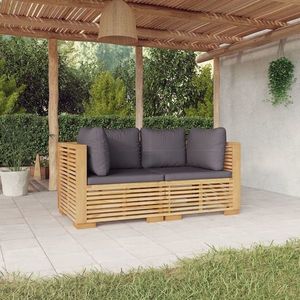 vidaXL Canapele de colț de grădină cu perne 2 buc. lemn masiv de tec imagine