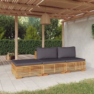 vidaXL Set mobilier grădină cu perne, 3 piese, lemn masiv de tec imagine