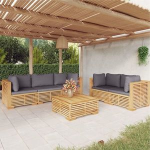vidaXL Set mobilier grădină cu perne, 6 piese, lemn masiv de tec imagine