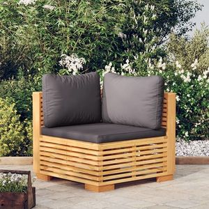 vidaXL Canapea de colț de grădină cu perne gri închis lemn masiv tec imagine
