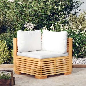 vidaXL Canapea de colț de grădină cu perne crem, lemn masiv de tec imagine