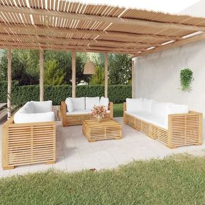 vidaXL Set mobilier grădină cu perne, 9 piese, lemn masiv de tec imagine