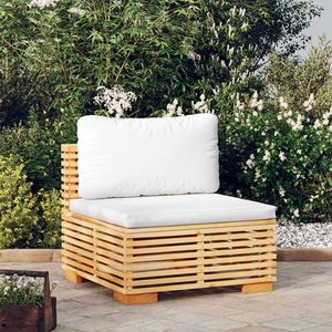 vidaXL Canapea de mijloc pentru grădină cu perne crem, lemn masiv pin imagine