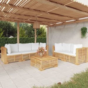 vidaXL Set mobilier de grădină cu perne, 6 piese, lemn masiv de tec imagine