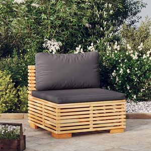 vidaXL Canapea de mijloc de grădină cu perne gri închis lemn masiv tec imagine