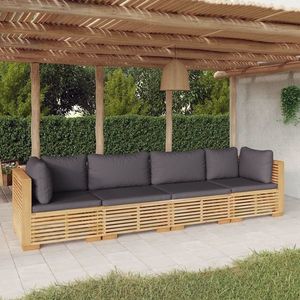 vidaXL Set mobilier grădină cu perne, 4 piese, lemn masiv de tec imagine