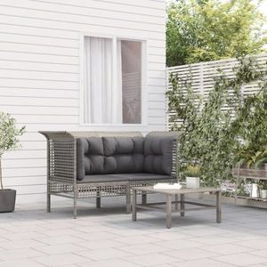 vidaXL Canapele de colț de grădină cu perne, 2 buc., gri, poliratan imagine
