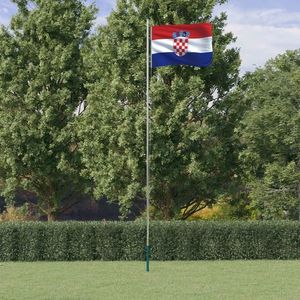 vidaXL Steag Croația și stâlp din aluminiu, 6, 23 m imagine