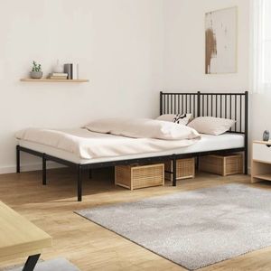 vidaXL Cadru de pat metalic cu tăblie, negru, 160x200 cm imagine