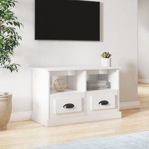 vidaXL Comodă TV, alb extralucios, 80x35x50 cm, lemn prelucrat imagine