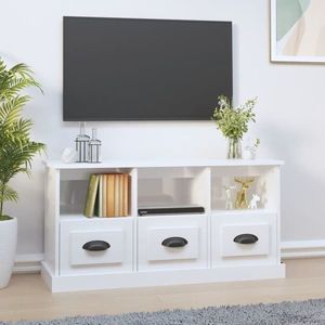 vidaXL Comodă TV, alb extralucios, 100x35x50 cm, lemn prelucrat imagine
