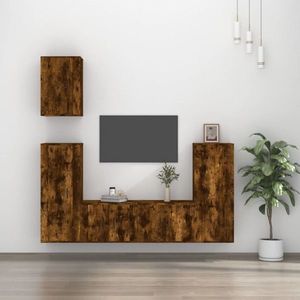 vidaXL Set dulapuri TV, 5 piese, stejar fumuriu, lemn prelucrat imagine