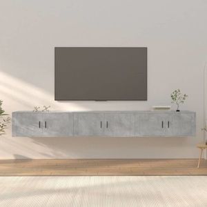 vidaXL Dulapuri TV montate pe perete, 3 buc., gri beton, 100x34, 5x40cm imagine