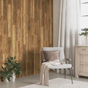 vidaXL Panouri de perete aspect lemn, maro, 4, 12 m², PVC imagine