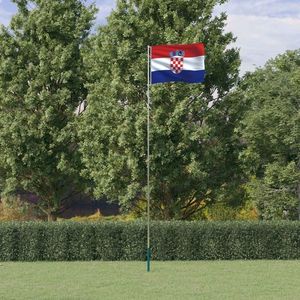vidaXL Steag Croația și stâlp din aluminiu, 5, 55 m imagine