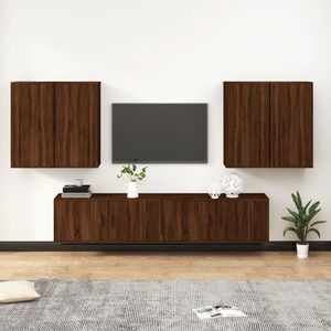 vidaXL Set dulapuri TV, 6 piese, stejar maro, lemn prelucrat imagine
