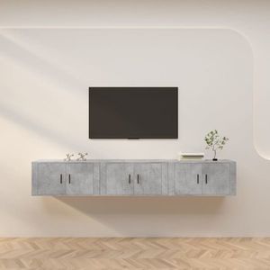 vidaXL Dulapuri TV montate pe perete, 3 buc., gri beton, 80x34, 5x40 cm imagine