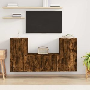 vidaXL Set dulapuri TV, 3 piese, stejar fumuriu, lemn prelucrat imagine
