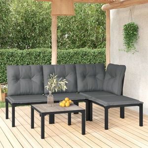 vidaXL Set mobilier de grădină, 5 piese, negru/gri, poliratan imagine