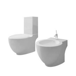 Set de toaletă și bideu, ceramică albă imagine