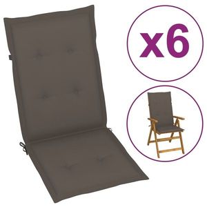 vidaXL Perne scaun spătar înalt 6 buc., gri taupe, 120x50x3 cm, textil imagine
